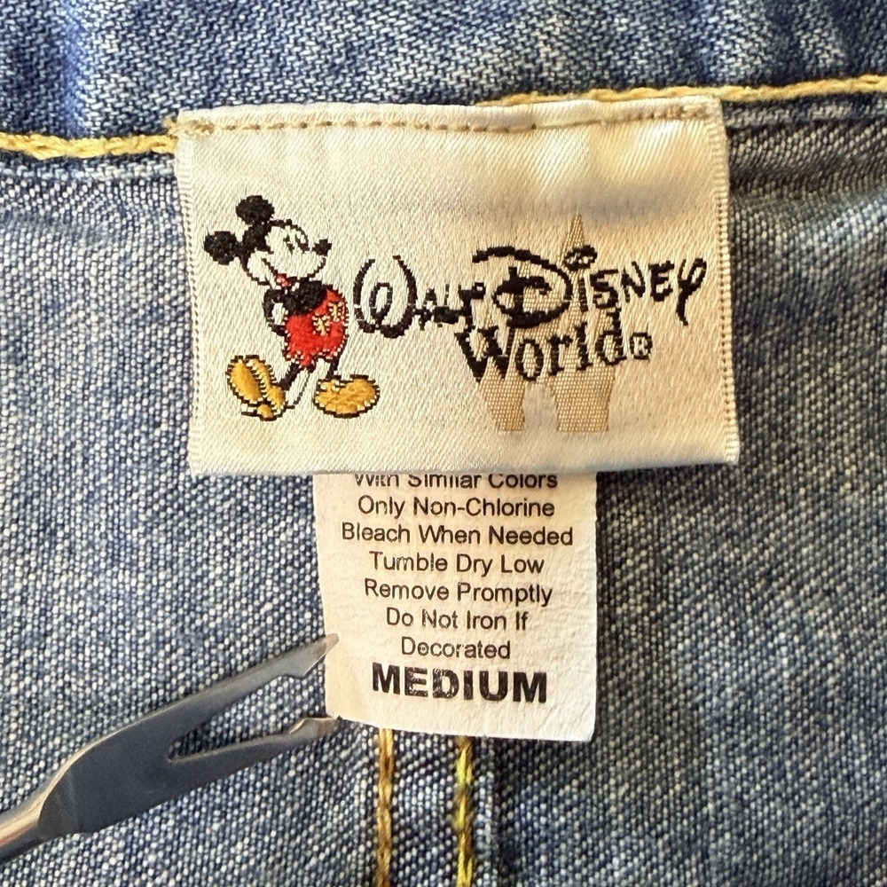 VTG Y2K Disney Denim Mini Skirt Mickey Mouse Back Patch Graphic USA M Nostalgic - Picture 6 of 7